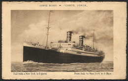 ITALY: Steamer Conte Rosso/Conte Verde, Of Lloyd Sabaudo, "from Italy To New York In 9 Days", Unused, VF !" - Firenze (Florence)