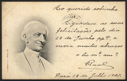 ITALY: Pope Leo XIII, Ed. G.Modiano, Used In Brazil In JUL/1907, VF Quality! - Firenze