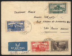 LEBANON: 21/FE/1946 Merduayoun - Sao Paulo (Brazil): Airmail Cover With Nice 4-color Postage, Attractive! - Liban