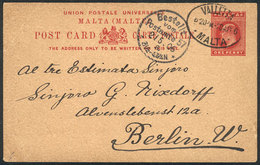 MALTA: 1p. Postal Card Written In ESPERANTO, Sent From Valetta To Berlin On 28/AP/1906. - Malta