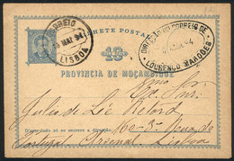 MOZAMBIQUE: 10Rs. Postal Card Sent From Lourenço Marques To Lisboa On 17/AP/1894, With Very Nice Double Oval Datestamp,  - Mozambique