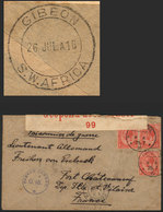 NAMIBIA: Cover Sent From MARIENTAL To A German Prisoner Of War In France On 25/JUL/1916, Franked With 3p. And Censored,  - Other & Unclassified