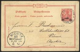 PALESTINE: 20pa. Postal Card Of The German Offices In The Turkish Empire, Sent From JERUSALEM To Wien On 23/FE/1904, Exc - Palestine