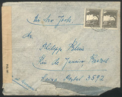 PALESTINE: Airmail Cover Sent From Nahalat Yehuda To Rio De Janeiro Circa 1944, Censored, Opening Defect, Low Start! - Palästina