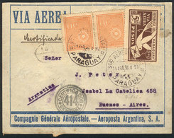 PARAGUAY: Registered Airmail Cover Sent From Asunción To Buenos Aires On 14/AU/1930 By AEROPOSTA ARGENTINA S.A., VF Qual - Paraguay