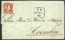 PORTUGAL: Entire Letter Franked With 25Rs., Sent From Lisboa To Coimbra On 9/JUN/1860, VF Quality! - Altri & Non Classificati