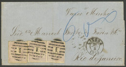 PORTUGAL: Folded Cover Sent From Lisboa To Rio De Janeiro On 28/AU/1875 By Steamer Minho Of Royal Mail, Franked With 300 - Autres & Non Classés