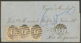 PORTUGAL: Folded Cover Sent From Lisboa To Rio De Janeiro On 28/AU/1875 By Steamer Minho Of Royal Mail, Franked With 300 - Altri & Non Classificati