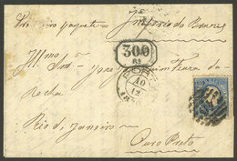 PORTUGAL: 8/DE/1876 Porto - Ouro Preto (Brazil), Entire Letter Franked With 150Rs. (Sc.47), With Postage Due "300Rs." Ap - Autres & Non Classés