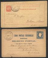 PORTUGAL: 2 Postal Cards Used In 1884 And 1893, Minor Defects, Interesting! - Sonstige & Ohne Zuordnung