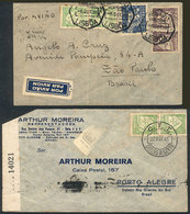 PORTUGAL: 2 Airmail Covers Sent To Brazil In 1938 And 1943, Nice Postages! - Autres & Non Classés