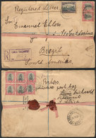 SOUTH AFRICA: Registered Cover Sent From LOUIS TRICHARST To Brazil On 26/MAY/1934, Nice Postage Applied On Front And Bac - Andere & Zonder Classificatie