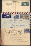 SOUTH AFRICA: 2 Covers + 1 Card Sent To Rio De Janeiro Between 1942 And 1950, Nice Postages, The PC Is Of The Empire Exh - Andere & Zonder Classificatie