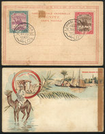 SUDAN: Beautiful Unused Postcard, Franked With Stamps Of 1m. And 3m. Cancelled: "WADI HALFA 6/MAR/1899"" - Sudan (...-1951)