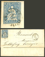 SWITZERLAND: Entire Letter Of 19/NO/1858, Franked With 10r. (Sc.37) With Very Well Applied FRIBOURG Cancel, VF Quality! - ...-1845 Préphilatélie