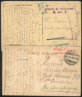 SWITZERLAND: 2 Postcards Posted In 1918 With Military Free Frank, Interesting! - ...-1845 Préphilatélie