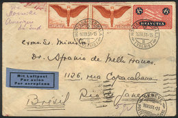 SWITZERLAND: Airmail Cover Sent From Montana-Vermala To Rio De Janeiro By Air France On 16/JUL/1931, Franked With 1.95Fr - ...-1845 Préphilatélie