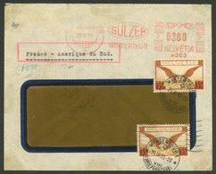 SWITZERLAND: 29/MAR/1935 Winterthur - Rio De Janeiro: Airmail Cover Sent By Air France With Mixed Postage (meter + Posta - ...-1845 Vorphilatelie