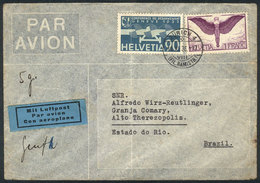 SWITZERLAND: Airmail Cover Sent From Zürich To Brazil On 11/NO/1936 Franked With 1.90Fr., Minor Defect, Very Good Appear - ...-1845 Préphilatélie