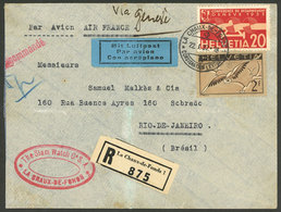 SWITZERLAND: 22/JA/1937 La Chaux-de-Fonds - Rio De Janeiro: Registered Airmail Cover Franked With 2.20Fr., Very Nice! - ...-1845 Préphilatélie