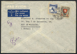 SWITZERLAND: Airmail Cover Sent From La Chaux-de-Fonds To Rio De Janeiro On 1/AU/1938 Franked With 2.30Fr., Minor Defect - ...-1845 Prefilatelia