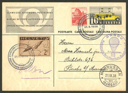 SWITZERLAND: 21/SE/1938 Special Balloon Flight, Postal Card With Postmark Of The National Stamp Exhibition, VF Quality! - ...-1845 Préphilatélie