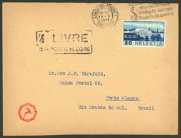 SWITZERLAND: 25/OC/1938 Chaux-De-Fonds - Porto Alegre (Brazil): Cover Franked With 30c., With Attractive CENSOR Mark App - ...-1845 Vorphilatelie