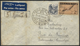 SWITZERLAND: 19/DE/1939 Biel - RIO DE JANEIRO: Cover Carried On The FIRST LATI FLIGHT Roma - Rio De Janeiro, With Specia - ...-1845 Préphilatélie