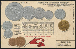 SWITZERLAND: Beautiful PC Illustrated With Old Coins, VF Quality! - Sonstige & Ohne Zuordnung