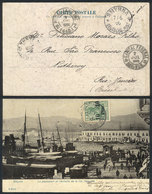 TURKEY: Postcard (view Of Smyrna: Le Passeport El L'echelle De La Cie. Hamidié) Franked With 20pa. Stamp Of The German P - Briefe U. Dokumente