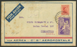 URUGUAY: 31/JUL/1931 Montevideo - Pernambuco (Brazil): Airmail Cover Carried By AEROPOSTALE, Franked With 29c., Very Nic - Uruguay