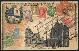 URUGUAY: Beautiful PC Illustrated With Old Postage Stamps And Mercedes Street In Montevideo, Sent To Buenos Aires In 190 - Uruguay