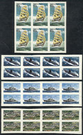 VENEZUELA: Sc.1234/7, 1980 Battle Ships, Cpl. Set Of 4 Values In IMPERFORATE Blocks Of 6 And 8, Very Fine Quality (one W - Venezuela