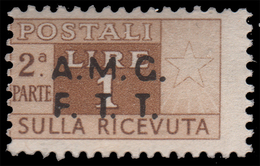 Italia – Trieste Zona A (AMG FTT): PACCHI POSTALI Del 1946/48 Soprastampa  Su Due Righe: Lire 1 Bruno Giallo (seconda Pa - Postpaketen/concessie