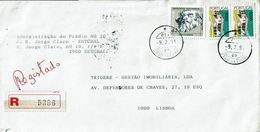 Portugal , 1991 , Registration Label And Postmark SETUBAL , Portuguese Arquitecture And Navigators Stamps - Lettres & Documents
