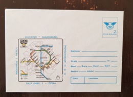 ROUMANIE Metro, Entier Postal Neuf Emis En 1987. Plan De La Ligne 2 Bucarest - Eisenbahnen