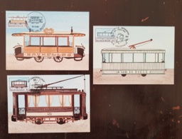 BELGIQUE Tramway, Yvert 2079/81 Sur Cartes Maximums, FDC, Premier Jour. 1983 - Tramways