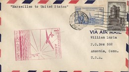 ENVELOPPE Par AVION De PARIS Par 1° VOL FRANCE-AMERIQUE Via MARSEILLE Et NEW YORK 1939 - 1927-1959 Cartas & Documentos
