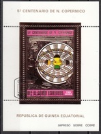 Bf. 101A Guinea Equatoriale 1974 Copernico Copernicus Sheet In Rilievo (Impreso Sobra Cobre) Ecuatorial Guinee - Africa