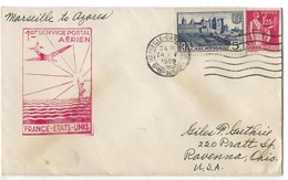 ENVELOPPE Par AVION De Marseilles Par 1° VOL FRANCE-AMERIQUE Via MARSEILLE Et USAvia  Azores HORTA - 1927-1959 Covers & Documents
