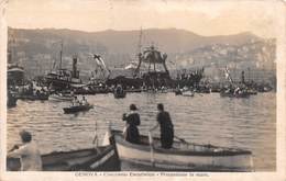 07566 "GENOVA - CONGRESSO EUCARISTICO - PROCESSIONE IN MARE" ANIMATA, BARCHE. CART. ORIG. NON SPED. - Demonstrations