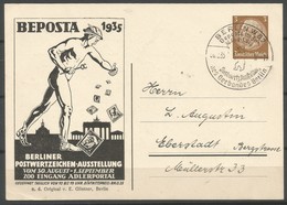 1935 Germany Postally Travelled Postal Stationery With First Day Of Issue Cancel - Postcards