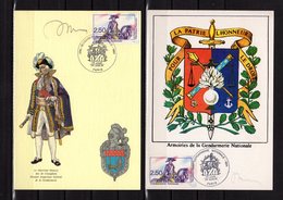 " MARECHAL MONCEY / GENDARMERIE " Sur 2 Cartes Maximum Signées Par J. JUBERT De 1991. N° YT 2702. Parfait état CM - Policia – Guardia Civil