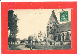 80 HORNOY Le BOURG Cpa Animée Place De L ' Eglise - Hornoy Le Bourg