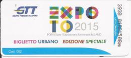 BIGLIETTO AUTOBUS GTT TORINO EDIZIONE SPECIALE EXPO 2015 - Europe