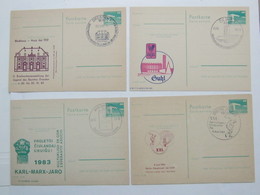 DDR , 4 Postkarten  Mit Privatem  ZUDRUCK, Je Mit Sonderstempel - Private Postcards - Used