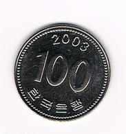 &  ZUID KOREA 100 WON 2003 - Corea Del Sud