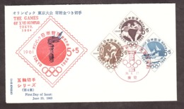 Japon - Enveloppe Premier Jour - Jeux Olympiques Tokyo 1964 - Flamme Olympique - Brieven En Documenten