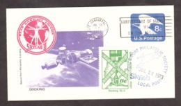 Etats-Unis - 1973 - Enveloppe Entier Postal Illustré + Vignette - Skylab - Docking - Espace - North  America