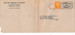 Lettre George V 1Cent 178 Montreal Canada Postage Paid 1c. Pour Paris - Storia Postale